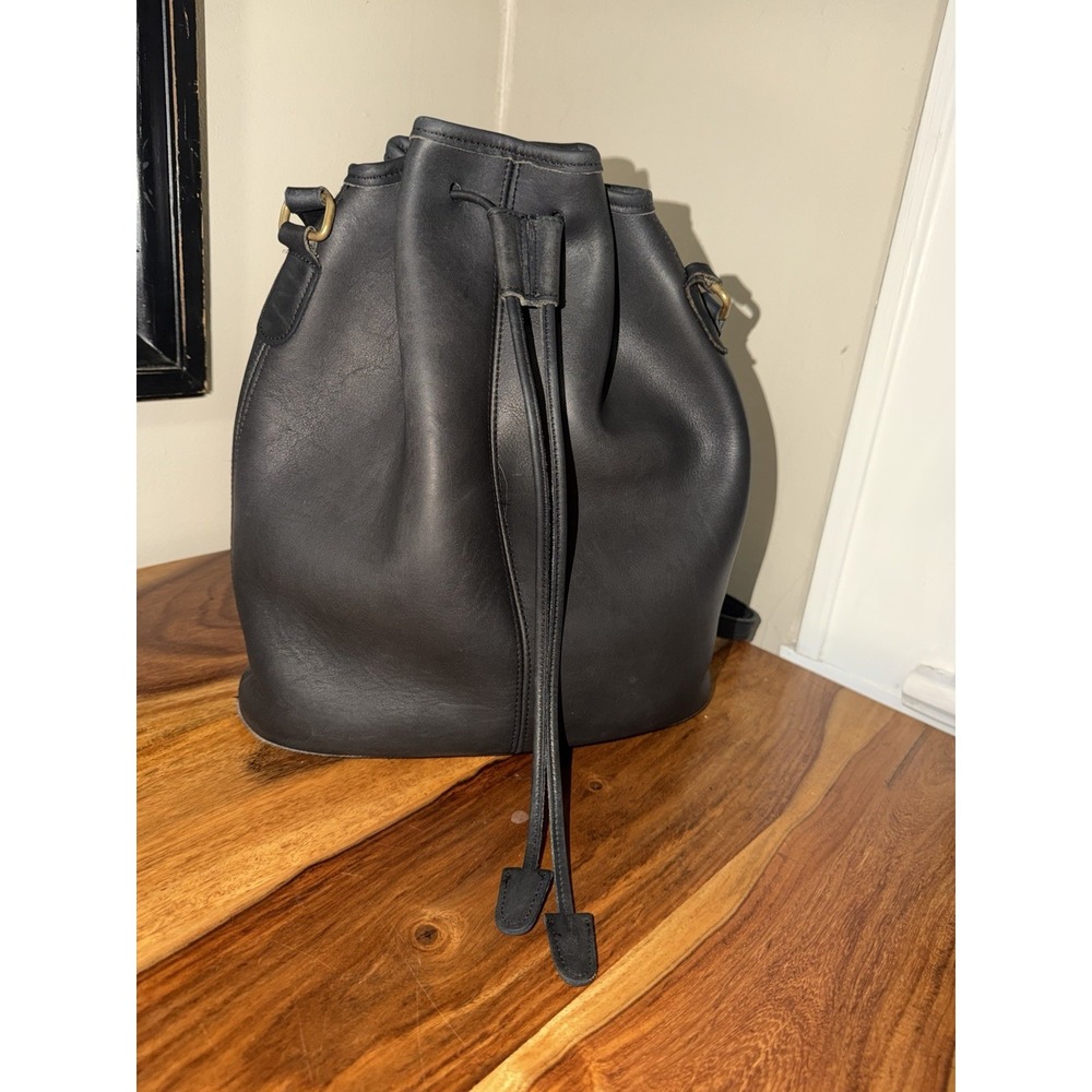 Vintage COACH Drawstring Bucket Shoulder Bag 9946 Black Leather USA Made EUC